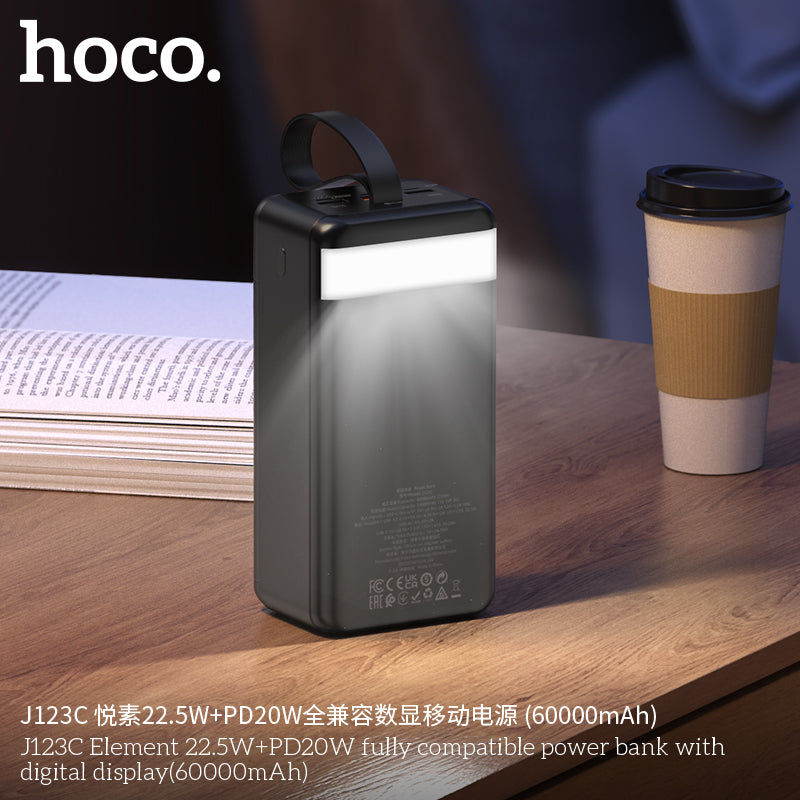 HD_SYNC:J123C Element 22.5W+PD20W fully compatible power bank with digital display(60000mAh)