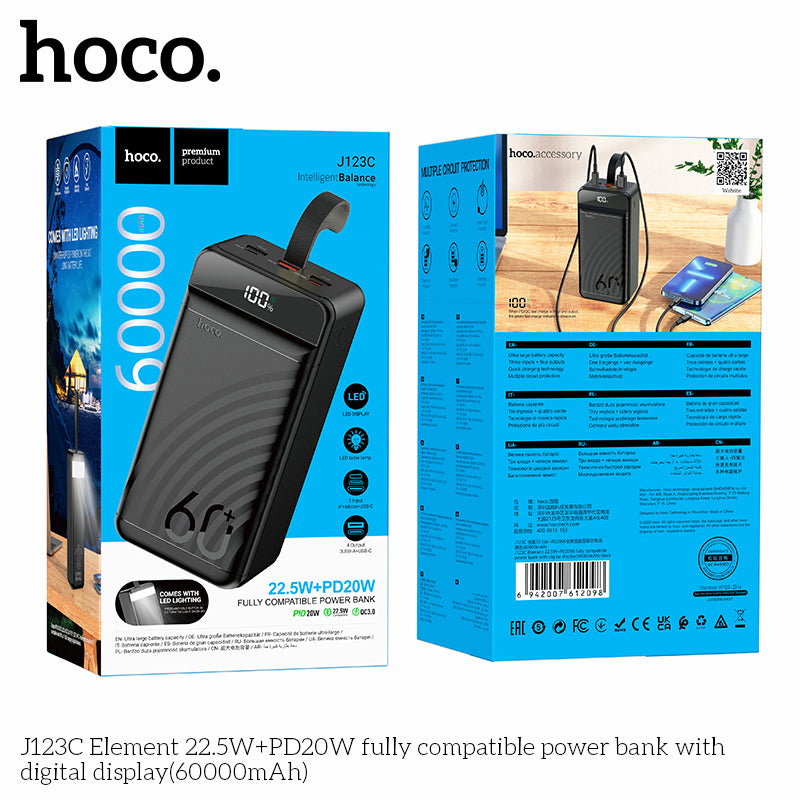 HD_SYNC:J123C Element 22.5W+PD20W fully compatible power bank with digital display(60000mAh)