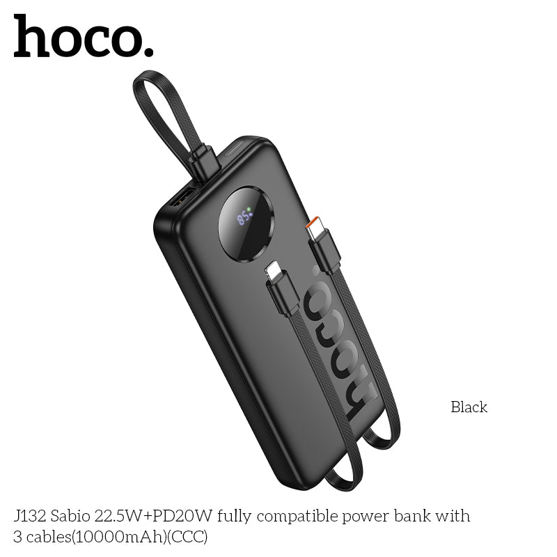 HD_SYNC:J132 Sabio 22.5W+PD20W fully compatible power bank with 3 cables(10000mAh)(UN)