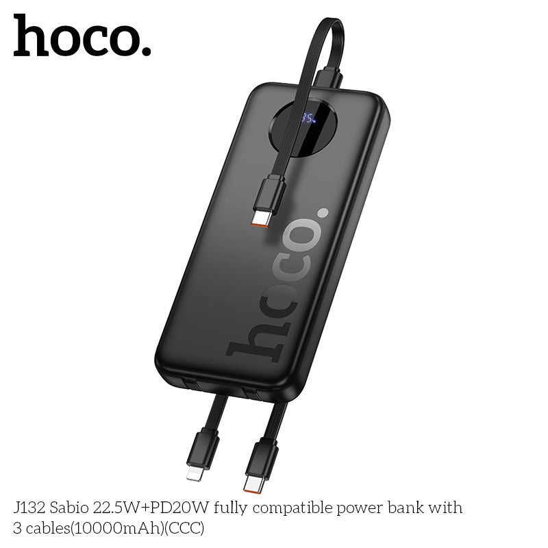 HD_SYNC:J132 Sabio 22.5W+PD20W fully compatible power bank with 3 cables(10000mAh)(CCC)