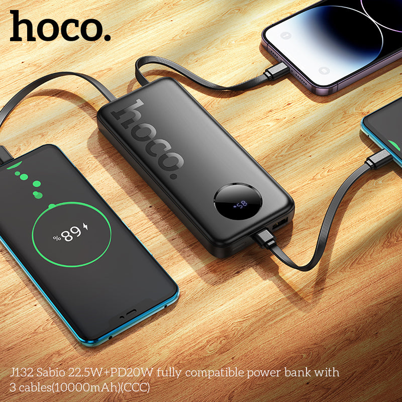 HD_SYNC:J132 Sabio 22.5W+PD20W fully compatible power bank with 3 cables(10000mAh)(CCC)