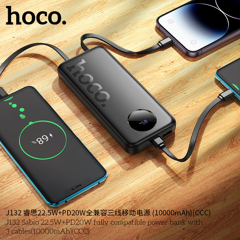HD_SYNC:J132 Sabio 22.5W+PD20W fully compatible power bank with 3 cables(10000mAh)(CCC)