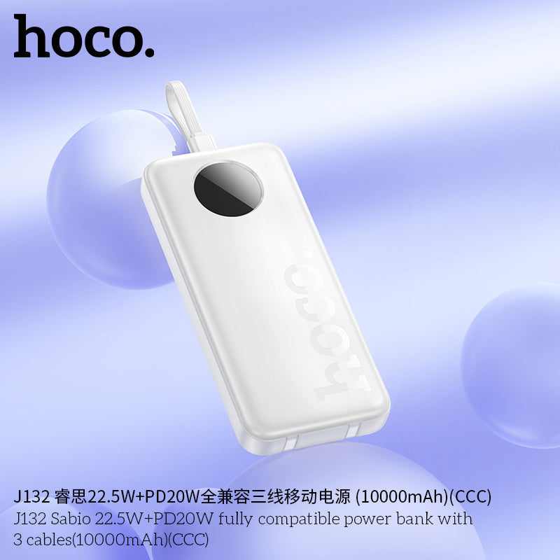 HD_SYNC:J132 Sabio 22.5W+PD20W fully compatible power bank with 3 cables(10000mAh)(CCC)
