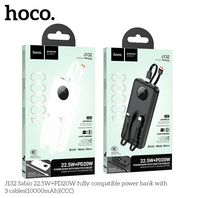 HD_SYNC:J132 Sabio 22.5W+PD20W fully compatible power bank with 3 cables(10000mAh)(UN)