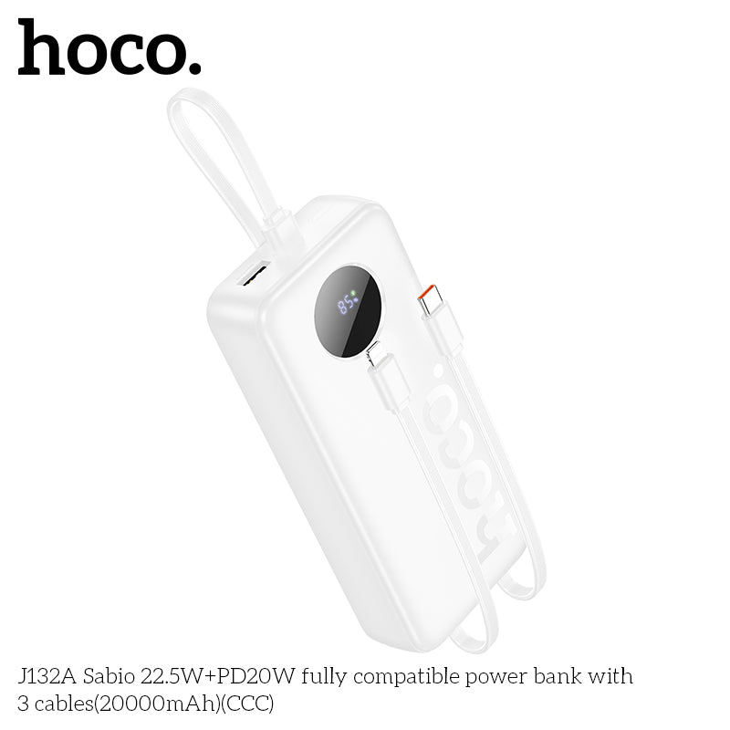 HD_SYNC:J132A Sabio 22.5W+PD20W fully compatible power bank with 3 cables(20000mAh)(CCC)
