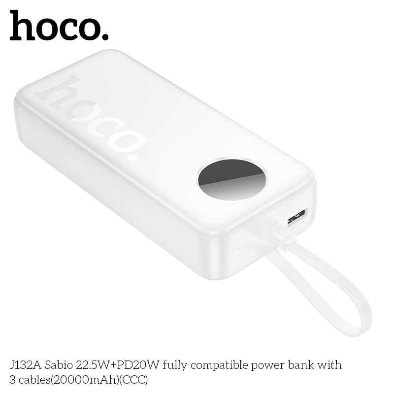 HD_SYNC:J132A Sabio 22.5W+PD20W fully compatible power bank with 3 cables(20000mAh)(CCC)