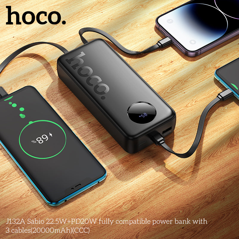 HD_SYNC:J132A Sabio 22.5W+PD20W fully compatible power bank with 3 cables(20000mAh)(CCC)