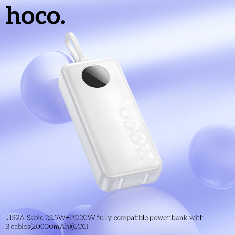 HD_SYNC:J132A Sabio 22.5W+PD20W fully compatible power bank with 3 cables(20000mAh)(CCC)