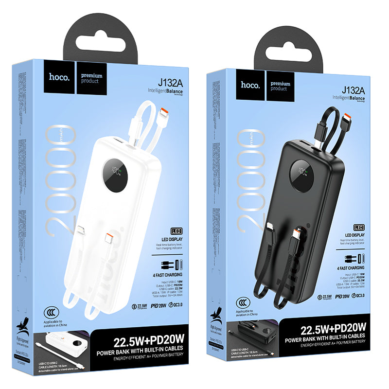 HD_SYNC:J132A Sabio 22.5W+PD20W fully compatible power bank with 3 cables(20000mAh)(CCC)