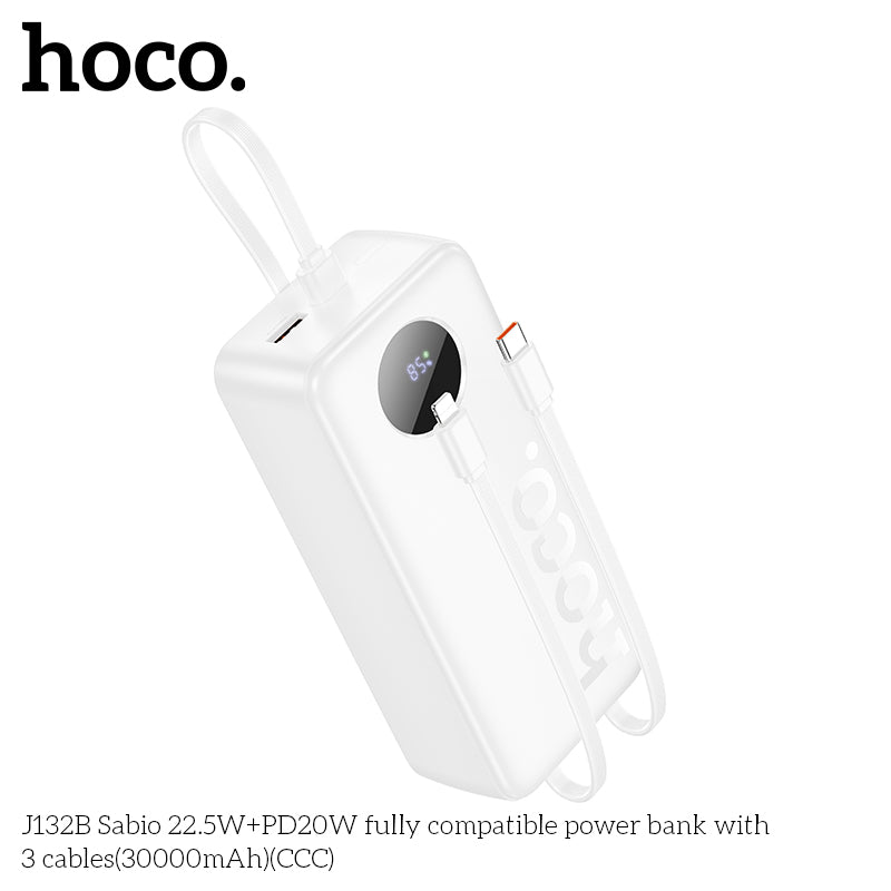 HD_SYNC:J132B Sabio 22.5W+PD20W fully compatible power bank with 3 cables(30000mAh)(CCC)