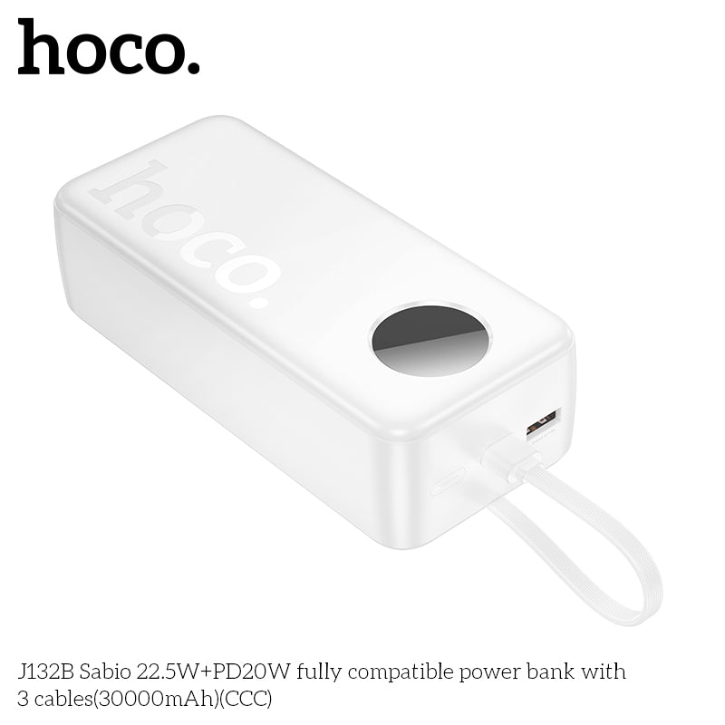 HD_SYNC:J132B Sabio 22.5W+PD20W fully compatible power bank with 3 cables(30000mAh)(CCC)