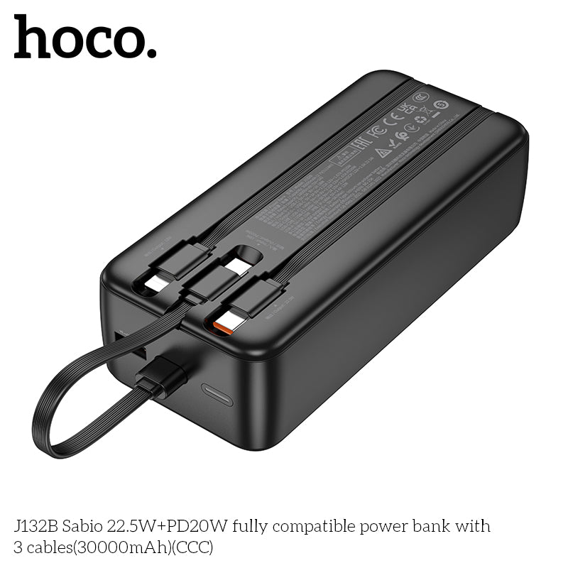 HD_SYNC:J132B Sabio 22.5W+PD20W fully compatible power bank with 3 cables(30000mAh)(UN)