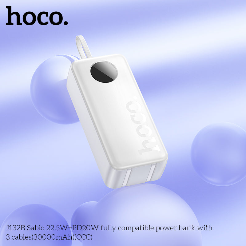 HD_SYNC:J132B Sabio 22.5W+PD20W fully compatible power bank with 3 cables(30000mAh)(CCC)