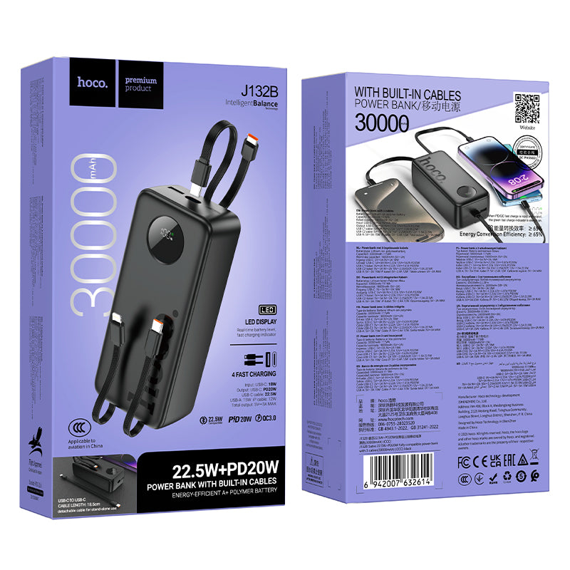HD_SYNC:J132B Sabio 22.5W+PD20W fully compatible power bank with 3 cables(30000mAh)(UN)