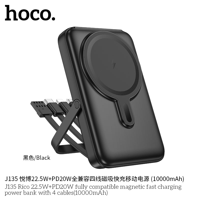 HD_SYNC:J135 Rico 22.5W+PD20W fully compatible magnetic fast charging power bank with 4 cables(10000mAh)