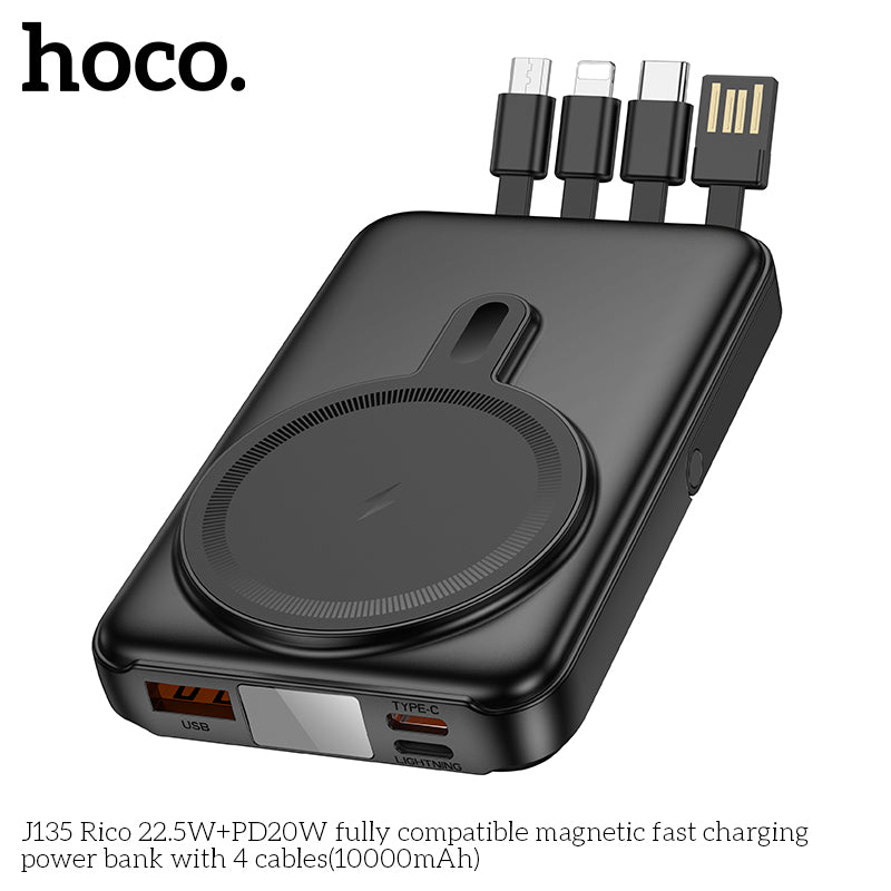 HD_SYNC:J135 Rico 22.5W+PD20W fully compatible magnetic fast charging power bank with 4 cables(10000mAh)