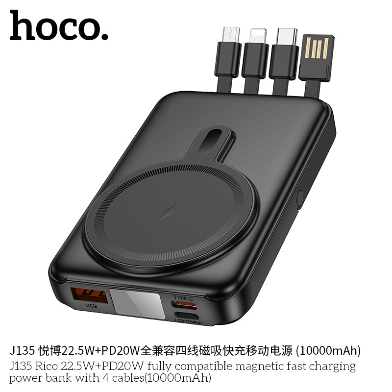 HD_SYNC:J135 Rico 22.5W+PD20W fully compatible magnetic fast charging power bank with 4 cables(10000mAh)