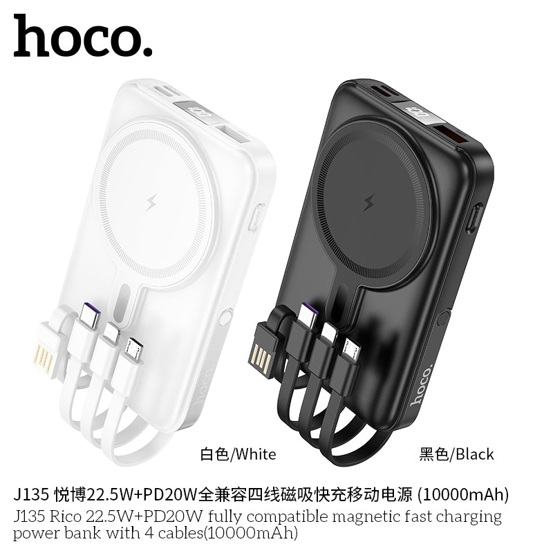HD_SYNC:J135 Rico 22.5W+PD20W fully compatible magnetic fast charging power bank with 4 cables(10000mAh)