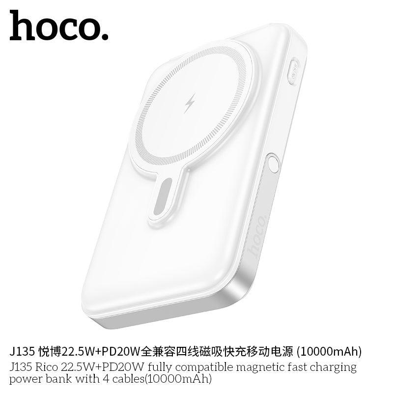 HD_SYNC:J135 Rico 22.5W+PD20W fully compatible magnetic fast charging power bank with 4 cables(10000mAh)