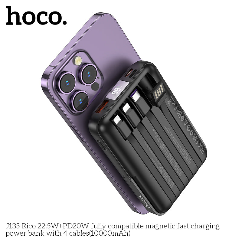 HD_SYNC:J135 Rico 22.5W+PD20W fully compatible magnetic fast charging power bank with 4 cables(10000mAh)(UN)
