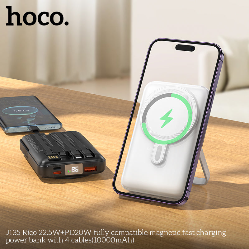HD_SYNC:J135 Rico 22.5W+PD20W fully compatible magnetic fast charging power bank with 4 cables(10000mAh)(UN)