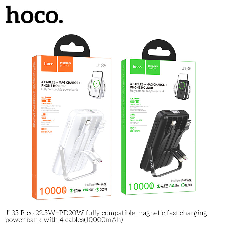 HD_SYNC:J135 Rico 22.5W+PD20W fully compatible magnetic fast charging power bank with 4 cables(10000mAh)(UN)