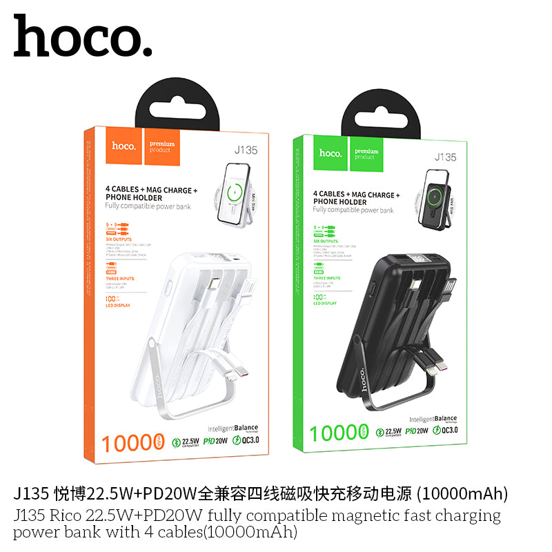HD_SYNC:J135 Rico 22.5W+PD20W fully compatible magnetic fast charging power bank with 4 cables(10000mAh)