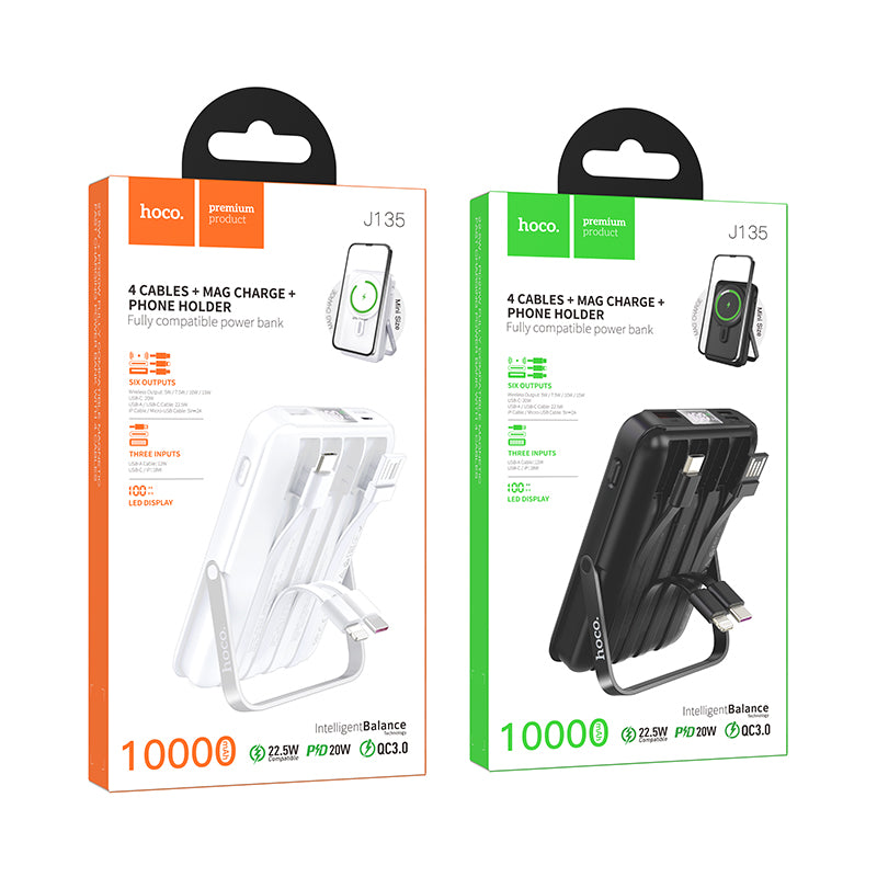 HD_SYNC:J135 Rico 22.5W+PD20W fully compatible magnetic fast charging power bank with 4 cables(10000mAh)