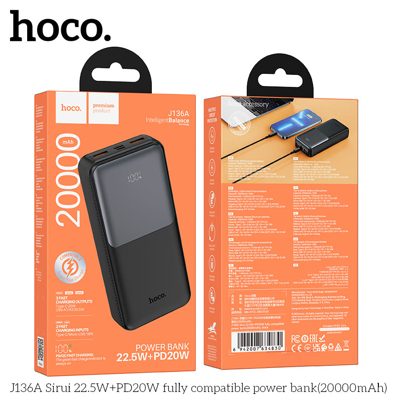 HD_SYNC:J136A Sirui 22.5W+PD20W fully compatible power bank(20000mAh)