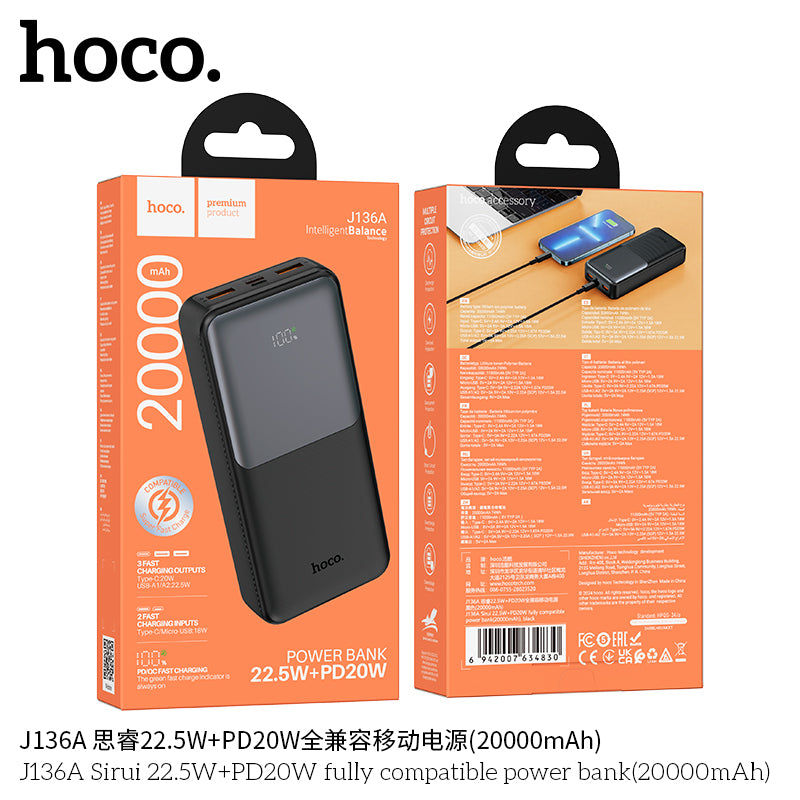 HD_SYNC:J136A Sirui 22.5W+PD20W fully compatible power bank(20000mAh)