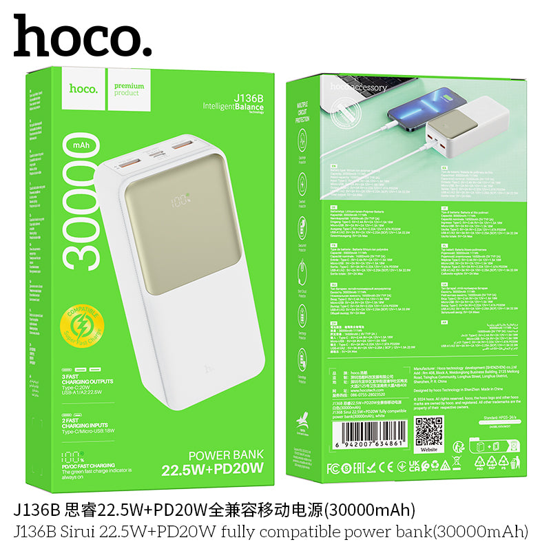 HD_SYNC:J136B Sirui 22.5W+PD20W fully compatible power bank(30000mAh)