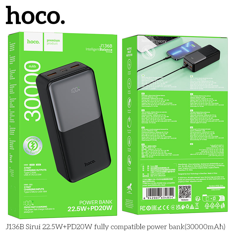 HD_SYNC:J136B Sirui 22.5W+PD20W fully compatible power bank(30000mAh)(UN)