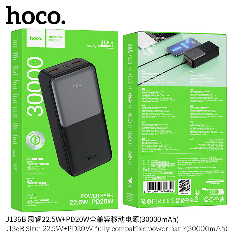HD_SYNC:J136B Sirui 22.5W+PD20W fully compatible power bank(30000mAh)(UN)