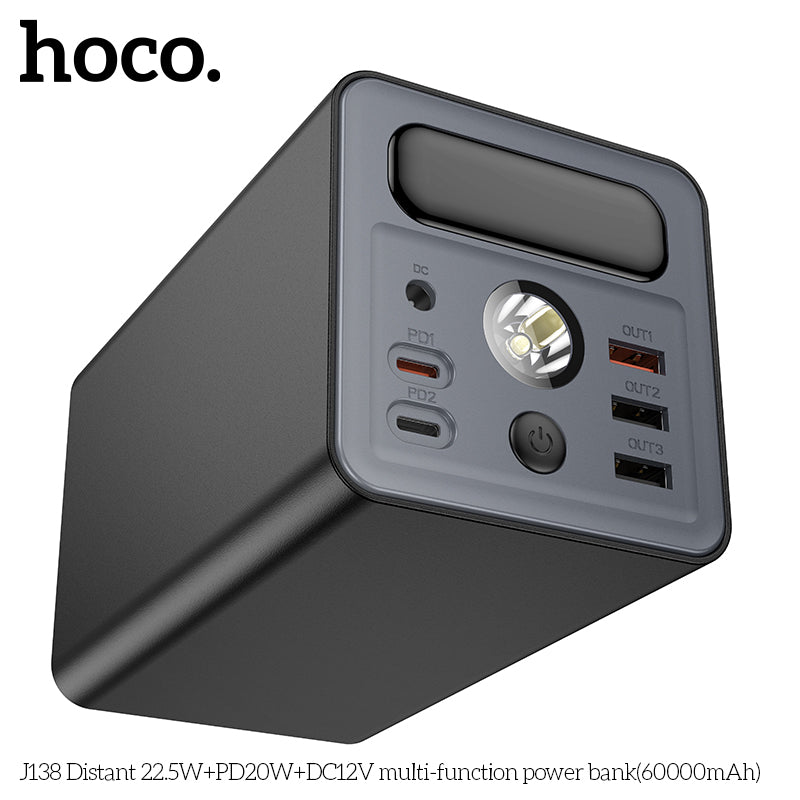 HD_SYNC:J138 Distant 22.5W+PD20W+DC12V multi-function power bank(60000mAh)