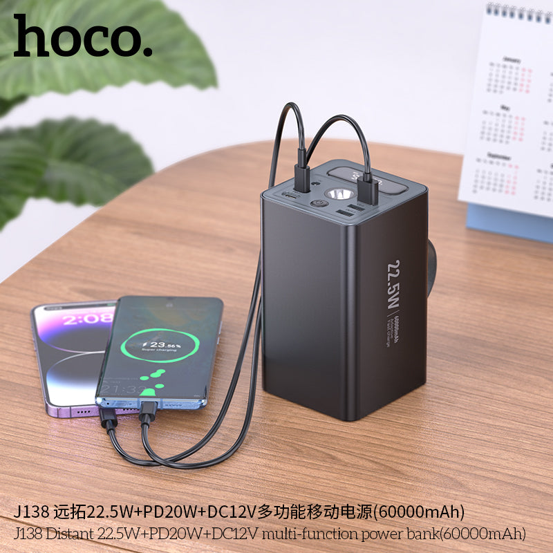 HD_SYNC:J138 Distant 22.5W+PD20W+DC12V multi-function power bank(60000mAh)
