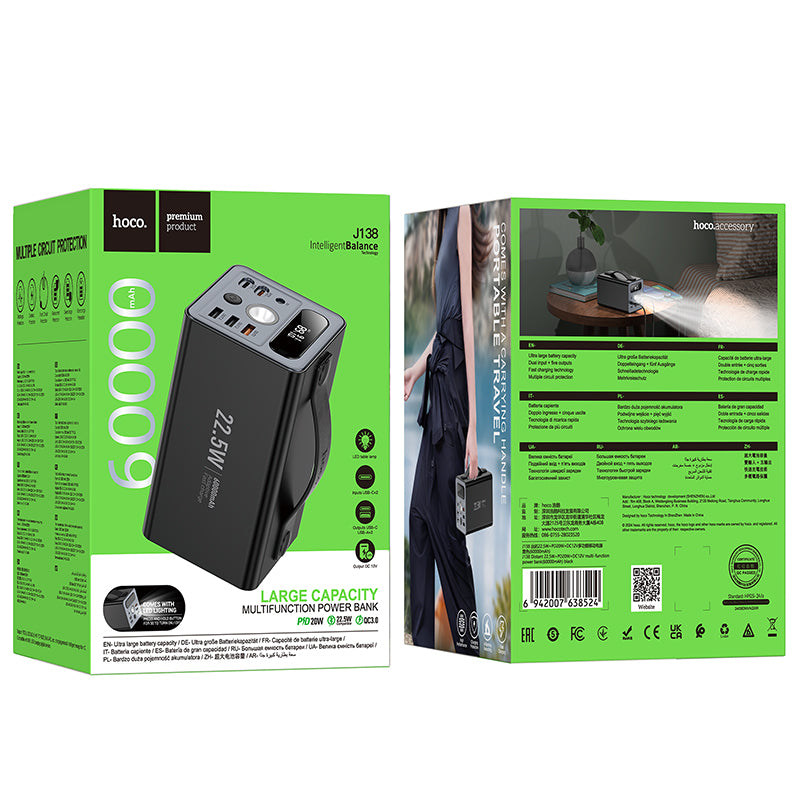 HD_SYNC:J138 Distant 22.5W+PD20W+DC12V multi-function power bank(60000mAh)(UN)