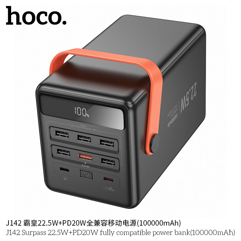 HD_SYNC:J142 Surpass 22.5W+PD20W fully compatible power bank(100000mAh)