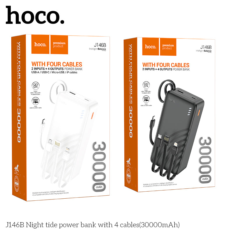 HD_SYNC:J146B Night tide power bank with 4 cables(30000mAh)