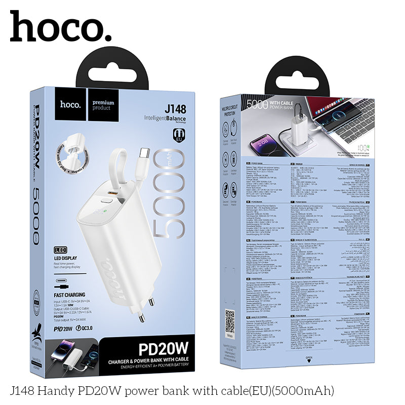 HD_SYNC:J148 Handy PD20W power bank with cable(EU)(5000mAh)