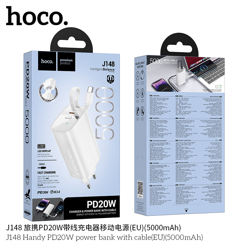 HD_SYNC:J148 Handy PD20W power bank with cable(EU)(5000mAh)