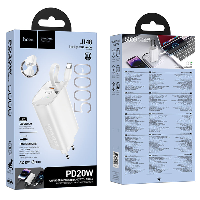 HD_SYNC:J148 Handy PD20W power bank with cable(EU)(5000mAh)