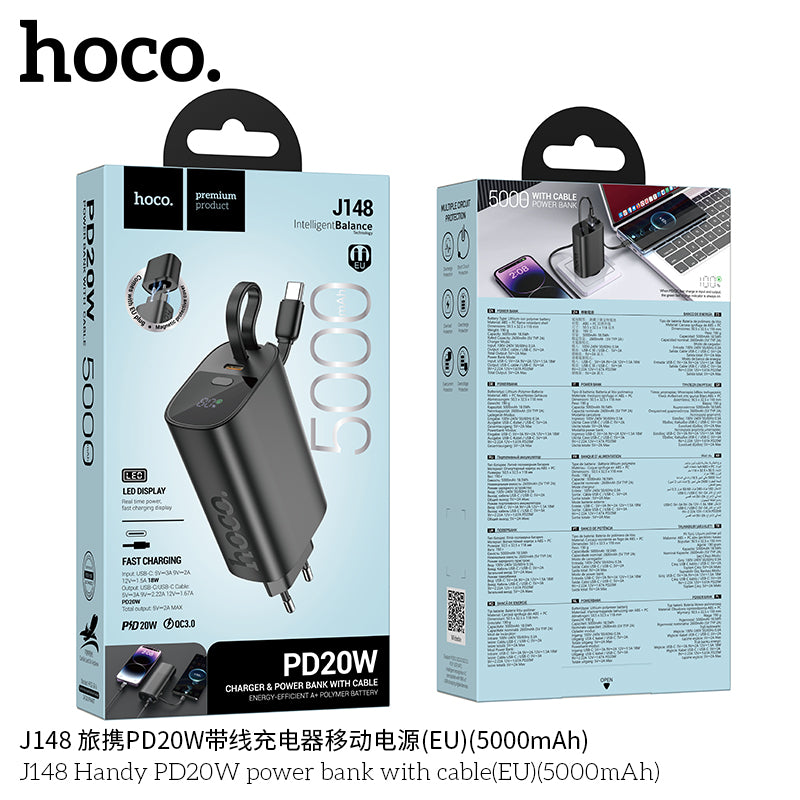 HD_SYNC:J148 Handy PD20W power bank with cable(EU)(5000mAh)