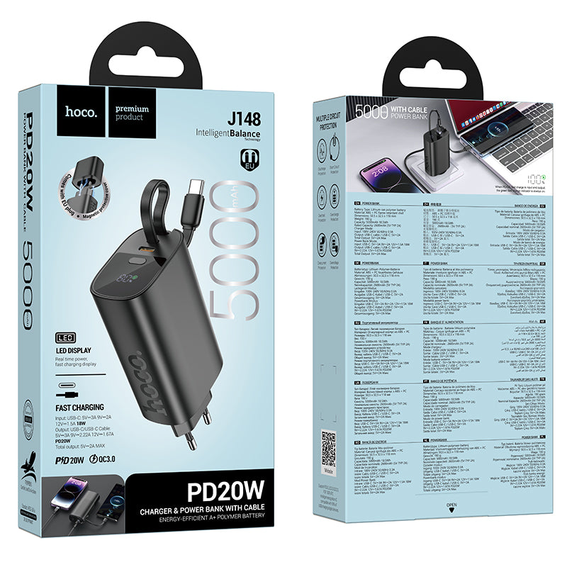 HD_SYNC:J148 Handy PD20W power bank with cable(EU)(5000mAh)