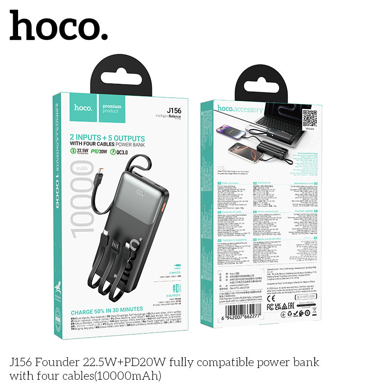 HD_SYNC:J156 Founder 22.5W+PD20W fully compatible power bank with four cables (10000mAh)(UN)