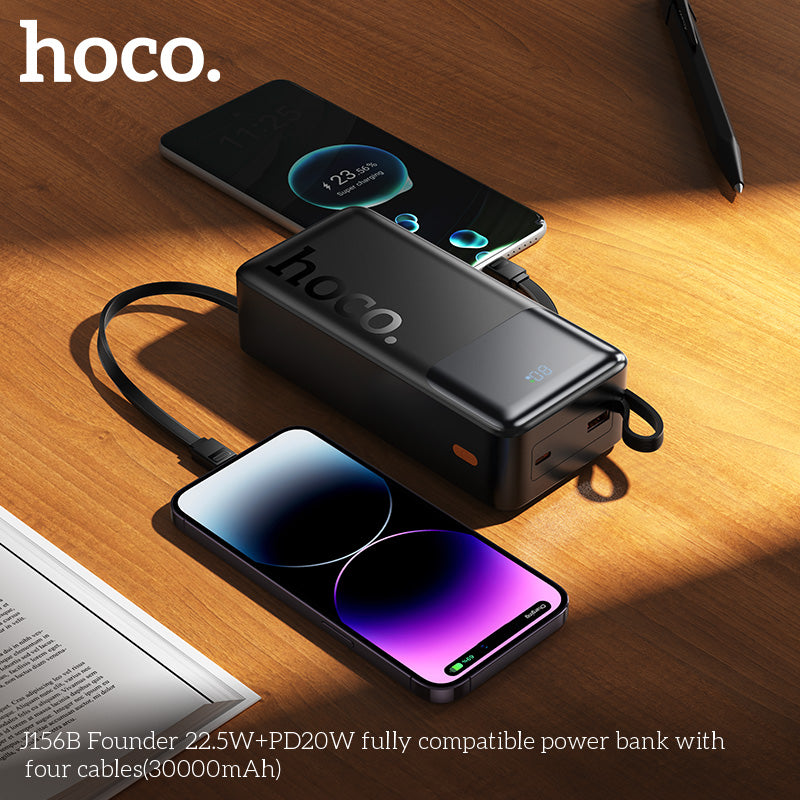 HD_SYNC:J156B Founder 22.5W+PD20W fully compatible power bank with four cables (30000mAh)(UN)