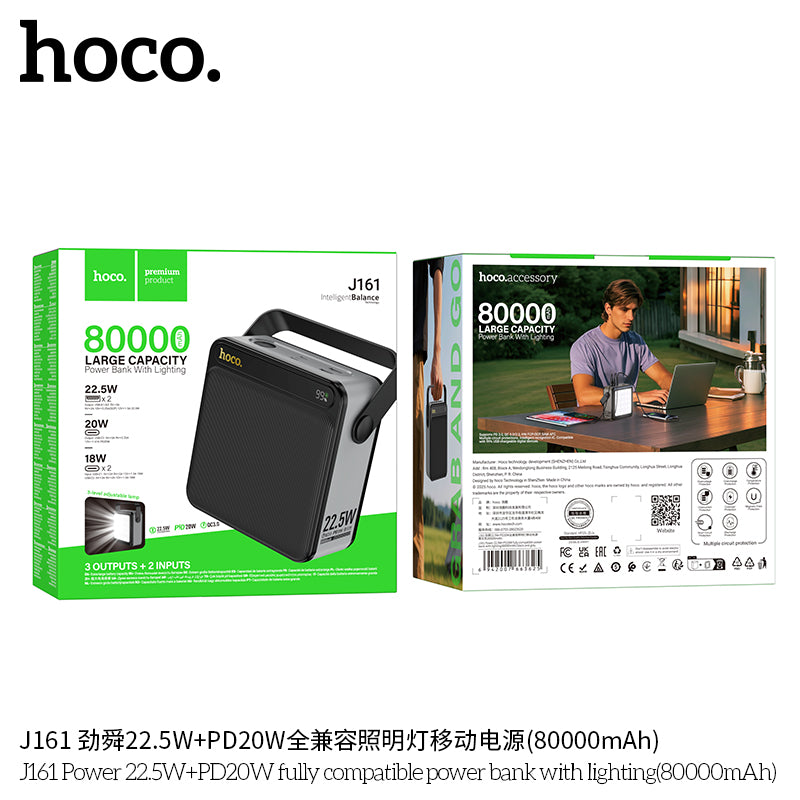 HD_SYNC:J161 Power 22.5W+PD20W fully compatible power bank with lighting(80000mAh)(UN)