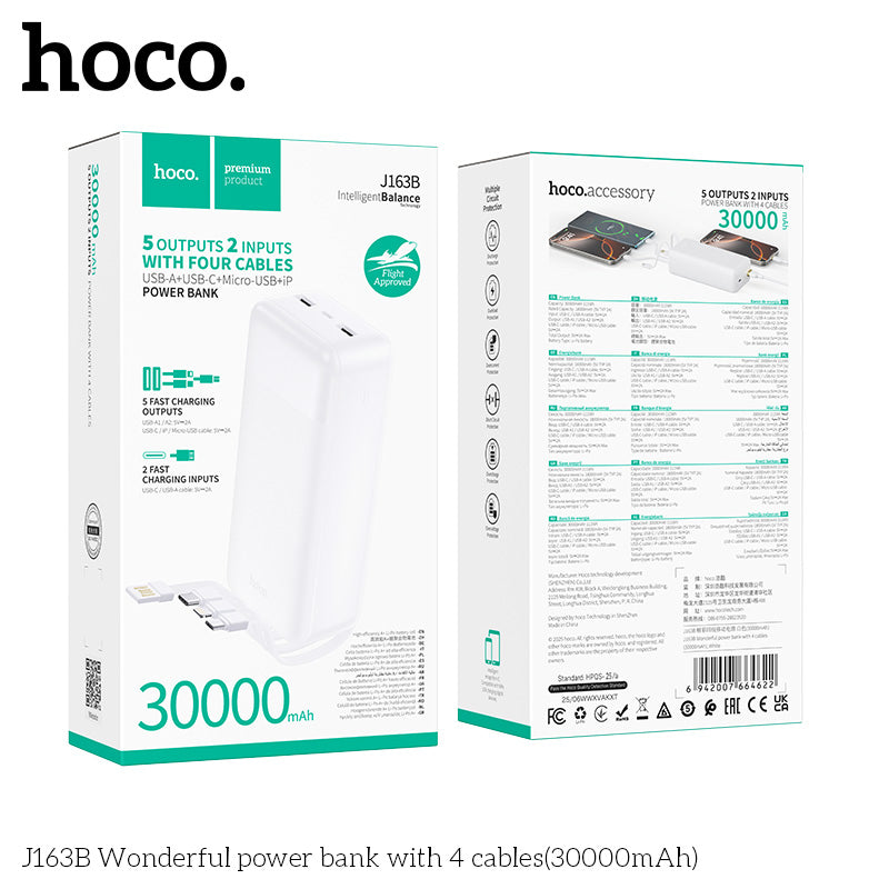 HD_SYNC:J163B Wonderful power bank with 4 cables(30000mAh)(UN)