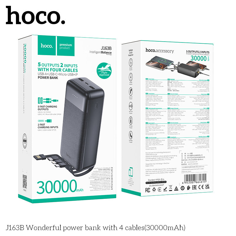 HD_SYNC:J163B Wonderful power bank with 4 cables(30000mAh)