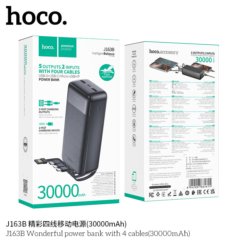 HD_SYNC:J163B Wonderful power bank with 4 cables(30000mAh)