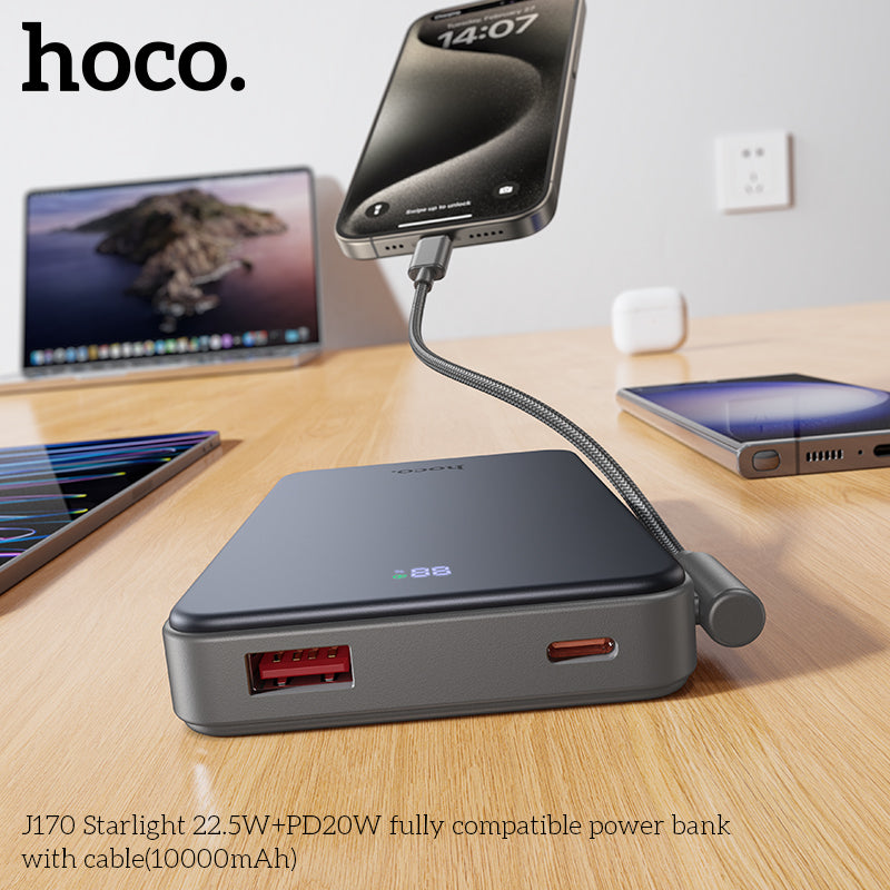 HD_SYNC:J170 Starlight 22.5W+PD20W fully compatible power bank with cable(10000mAh)